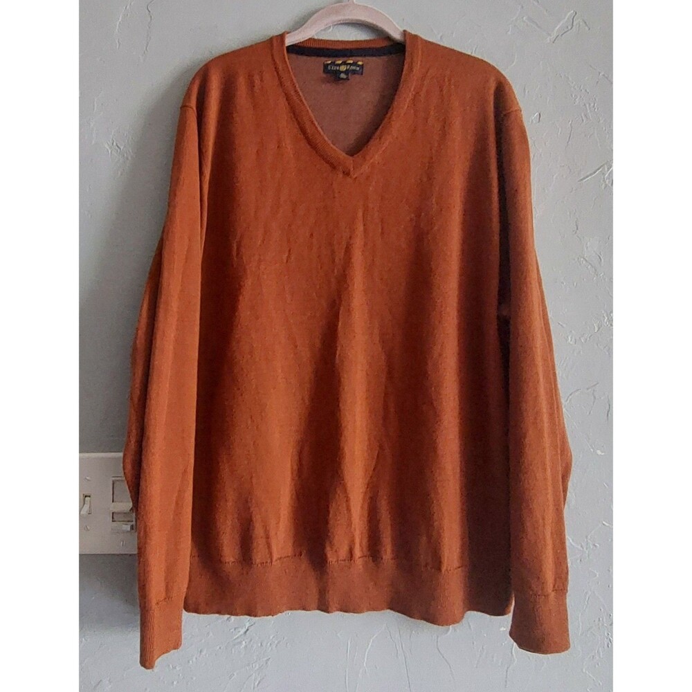 Club Room Merino Wool  Sweater Men XL, Long Sleeve, V Neck, 22 Inch Of Armp...